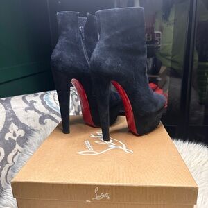 Christian Louboutin Navy Suede leather Fierce Platform 160 veauvelours boot 38.5